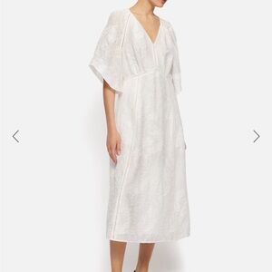 Jigsaw Textured Jacquard Dress White Sz 4